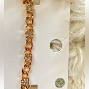 Gold & Rhinestone Heart Bracelet
